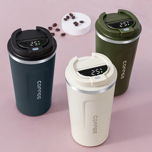 Customized Smart Led Temperature Display Stainless Steel Vacuum Coffee Cup Insulated Thermal Mug 380ml 510ml