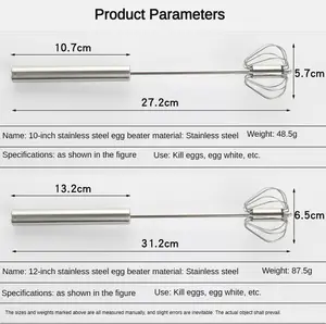 Edelstahl halbautomatische Schlagbesen drehbar Sahne-eier-Schlagbesen manuelle Schlagbesen für den Heimgebrauch