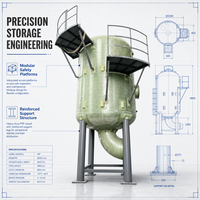 Réservoir en fibre de verre FRP/GRP à surface en gel enduit de filament, résistant aux acides et aux alcalis, certifié CE, pour le stockage de liquides chimiques, longue durée de vie