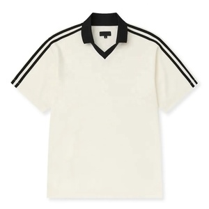 Maglietta Polo da <span class=keywords><strong>Calcio</strong></span> Retrò con Scollo a V per Uomo, Logo Ricamato Personalizzato, Strisce Bianche, Colletto a Contrasto, <span class=keywords><strong>T</strong></span>-<span class=keywords><strong>shirt</strong></span> Casual Streetwear - Product Image 4