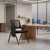 Chaise de formation ergonomique moderne pliable en alliage d'aluminium avec tablette d'écriture - Chaise de conférence exécutive réglable pour la maison
