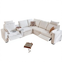 Bedeep PU Übergroßes Modulares Ecksofa mit Elektrischer Liegefunktion, Kopfstütze, Stauraum, Getränkehaltern, Tiefes L-förmiges 6-Sitzer-Ecksofa