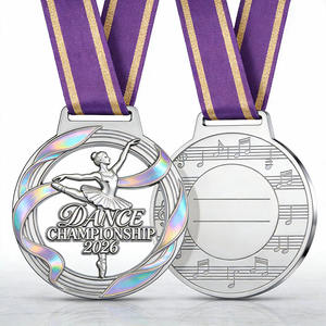 Персонализированная медаль для танцев с индивидуальным дизайном, 2D/3D, из цинкового сплава, для соревнований по балету, фигурному катанию, художественной гимнастике, с лентой - Product Image 1