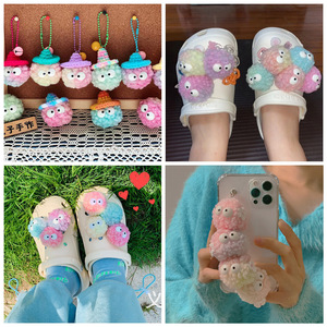 Zapatos creativos con agujeros, pompón <span class=keywords><strong>de</strong></span> piel <span class=keywords><strong>de</strong></span> cordero, accesorios <span class=keywords><strong>de</strong></span> bola, venta al por mayor, bricolaje, lindo ojo, Pompón, bola, hebilla, <span class=keywords><strong>manualidades</strong></span> decorativas - Product Image 3