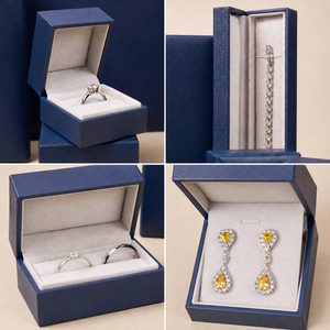 Zebopak Navy Blue Leather Jewelry <b>Box</b> Set with Ring Bracelet <b>Earring</b> Necklace Storage Case <b>Gift</b> Packaging Supplier - Product Image 3