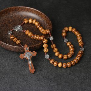 Rosario Católico Mecrt, Cuentas de Madera de Olivo Natural Vintage, Cruz de 10 mm, Rosarios Religiosos Hechos a Mano, Colgante con Crucifijo de Jesús, Venta al por Mayor - Product Image 4
