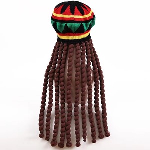 Gorra de disfraz de reggae jamaicano Rasta con peluca de rastas estilo Bob Marley, color personalizado, poliéster, sombrero de bruja de Halloween - Product Image 6