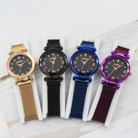 Luxuriöse Quarz-Legierung Mode-Antik-Damenuhr mit Kristall-Sternenhimmel-Design Lila Magnetverschluss-Armband Geschenk