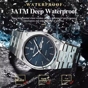 POEDAGAR 821 Orologio Classico da Uomo in Acciaio Inossidabile Impermeabile Orologio al Quarzo di Lusso Sportivo Moda Argento Blu - Product Image 3
