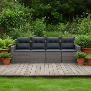 Dark <b>Grey</b> Rattan Garden Sofa Set 4 Seater Outdoor Furniture Contemporary Design Wicker <b>Frame</b> - Product Image 2