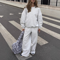 Ensemble décontracté deux pièces pull et pantalon à manches longues couleur unie style streetwear oversize pour l'automne