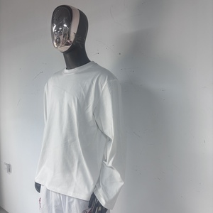 TS3356 <span class=keywords><strong>T</strong></span>-<span class=keywords><strong>shirt</strong></span> da uomo a maniche lunghe in 100% cotone di alta qualità, girocollo, bianche, a maniche lunghe dritte - Product Image 4