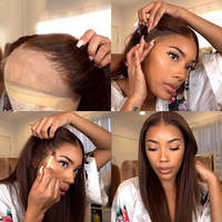 Perruques Lace Front en Cheveux Humains Brésiliens Raides Bruns, Effet Peau Naturelle HD, Double Drawn, Cheveux Vierges Bruts, à Prix Abordable