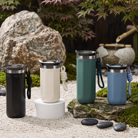 Tasse à café de voyage isotherme en acier inoxydable 304, écologique, à double paroi, anti-fuite, 350 ml, avec corde de transport et paille, cadeau d'entreprise pour les fêtes