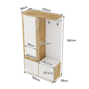 <span class=keywords><strong>Mueble</strong></span> de Entrada <span class=keywords><strong>con</strong></span> <span class=keywords><strong>Espejo</strong></span>, <span class=keywords><strong>Perchero</strong></span>, Banco para Zapatos, Cajón <span class=keywords><strong>y</strong></span> Organizador, Diseño de Ondas Blancas Personalizado al por Mayor - Product Image 4