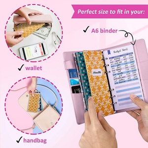 PU <b>A6</b> Size Loof-leaf PVC Binder Customization Budget Cash Money <b>Envelope</b> Planner Binder Set Side Pouches Bill Pen Pockets Binder - Product Image 5