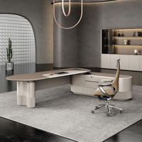 Ensemble de chaises de bureau de direction élégantes haut de gamme bureau de patron moderne panneau en acier inoxydable de luxe pour le bureau du directeur général