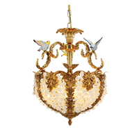 Lustre suspendu vintage en laiton avec paniers décoratifs en cristal en forme de nid d'oiseau pour réception - Jewellerytop