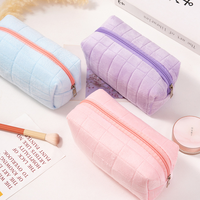 Sac de voyage pour femme, mignon et léger, personnalisable, petit sac à cosmétiques, fermeture éclair, couleur bonbon, papeterie scolaire, sac à maquillage