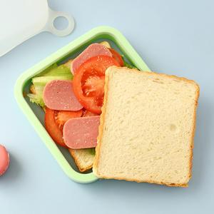 Le plus récent Portable Silicone <span class=keywords><strong>Sandwich</strong></span> Toast Boîte À Lunch PP Silicone Micro-ondes Réfrigérateur Conteneur De Stockage Des Aliments Sacs Pratique Boîte À Bento - Product Image 6