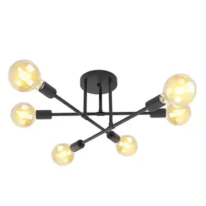 DOPWII lampu plafon Semi Flush, lampu gantung dapur lengan dapat disesuaikan hitam/putih