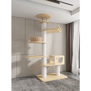 Personalizzabile grande torre del gatto sostenibile soffitto in legno albero casa Sisal graffio parete interna gioco di pino estratto gatti casa - Product Image 2