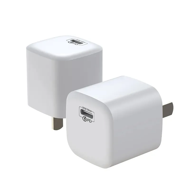 Pengisi daya dinding untuk iPhone Apple 15/14 ponsel PD Tipe C USB pengisian cepat adaptor perjalanan AS EU UK AU steker pengisi daya 30W Gan