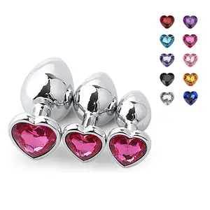 Anal Sex Toys for Men Women 3 Sizes Stainless Steel Jewelry Anal Plug Heart Shape Butt Plug Metal