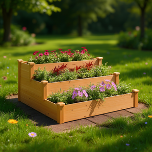 Fioriera rialzata in legno massello di abete 47.2x47.2x22.0 pollici marrone, resistente alle intemperie, per esterni, per piante e fiori - Product Image 2