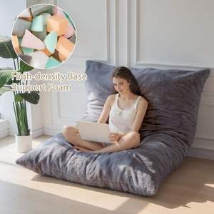 Canapé-<span class=keywords><strong>lit</strong></span> géant moderne 3-en-1 en fausse fourrure avec rembourrage en mousse haute densité, pouf pliable pour adultes - Product Image 2