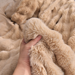 Ensemble de housse de couette personnalisé <span class=keywords><strong>lapin</strong></span> peluches fausse fourrure doux chaud moelleux ensemble de housse de couette housse de couette avec 2 taies d'oreiller ensemble de literie - Product Image 2