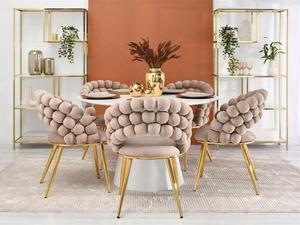 JP Design Ball Home <span class=keywords><strong>Fauteuil</strong></span> <span class=keywords><strong>beige</strong></span> Chaise de salle à manger rembourrée Chaise de jardin Chaise de salle à manger en velours avec pieds en métal doré - Product Image 6