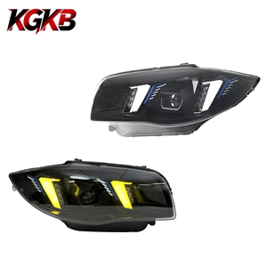 Conjunto de Faros LED KGKB para <span class=keywords><strong>BMW</strong></span> Serie 1 <span class=keywords><strong>E87</strong></span> 116i 118i <span class=keywords><strong>120i</strong></span> 2004-2011, Proyector de Doble Haz, DRL de Doble Color, Estilo Bumerán - Product Image 1