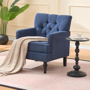 Fauteuil club moderne capitonné et rembourré avec boutons, idéal pour chambre et salon - Product Image 3
