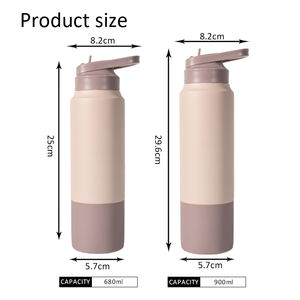 Houroffer nouveau brevet 680ml Standard bouche couvercles fiole à vide Sport boire bouteille d'eau en acier inoxydable pour les filles - Product Image 6