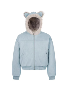 Manteau à capuche en daim style chinois automne/<span class=keywords><strong>hiver</strong></span> pour <span class=keywords><strong>femme</strong></span>, épais, coupe-vent, chaud, avec oreilles de chat, <span class=keywords><strong>veste</strong></span> rembourrée à l'<span class=keywords><strong>aigle</strong></span> doré - Product Image 4