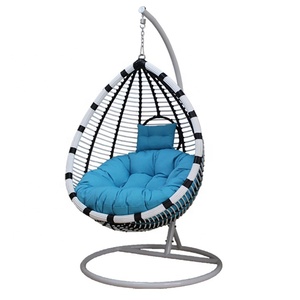 Modern Blue Wicker Rattan Patio Furniture Outdoor Garden Hanging Nest Swing <strong>Egg</strong> <strong>Chair</strong> with Stand - Product Image 4