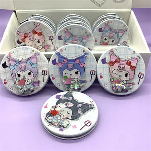 Personnage de dessin animé Kuromi brillant liquide Quicksand miroir cosmétique belle paillettes miroir de poche Girly <span class=keywords><strong>maquillage</strong></span> mélodie carré - Product Image 1