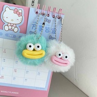 Dessin animé mignon poupée saucisse bouche pompon pendentif drôle laid sac à dos porte-clés en peluche