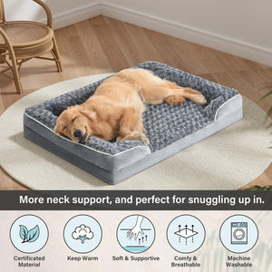 Factory Custom High Quality Gray Plush Orthopedic <strong>Memory</strong> <strong>Foam</strong> Large <strong>Dog</strong> Pet <strong>Bed</strong> Wholesale Rectangular 4 Sided Pillow <strong>Dog</strong> <strong>Bed</strong> - Product Image 5