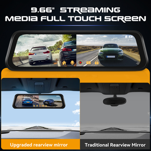 Podofo 9.66'' 1080P Dual Lens IPS Touch Screen DashCam Rearview Mirror Dashcam Loop Recording Night Vision Wholesale - Product Image 2
