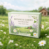 Boîte cadeau cosmétique rigide personnalisée de qualité supérieure, motif floral botanique, emballage en papier artisanal personnalisé pour ensemble de soins de la peau