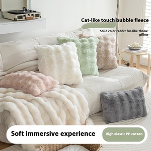 Mùa Thu Mùa Đông Rắn Màu Sang Trọng Gối Thỏ Lông Bong Bóng Nhung Đệm Cho Phòng Khách Phòng Ngủ Trang Trí Ném Gối Cho Sofa - Product Image 2