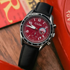 Reloj CILOA Rojo Personalizable para Hombre, Moderno, Casual, Nuevo Estilo, Resistente al Agua, Reloj de Cuarzo con Correa de Cuero de 40 mm, Alta Calidad - Product Image 1