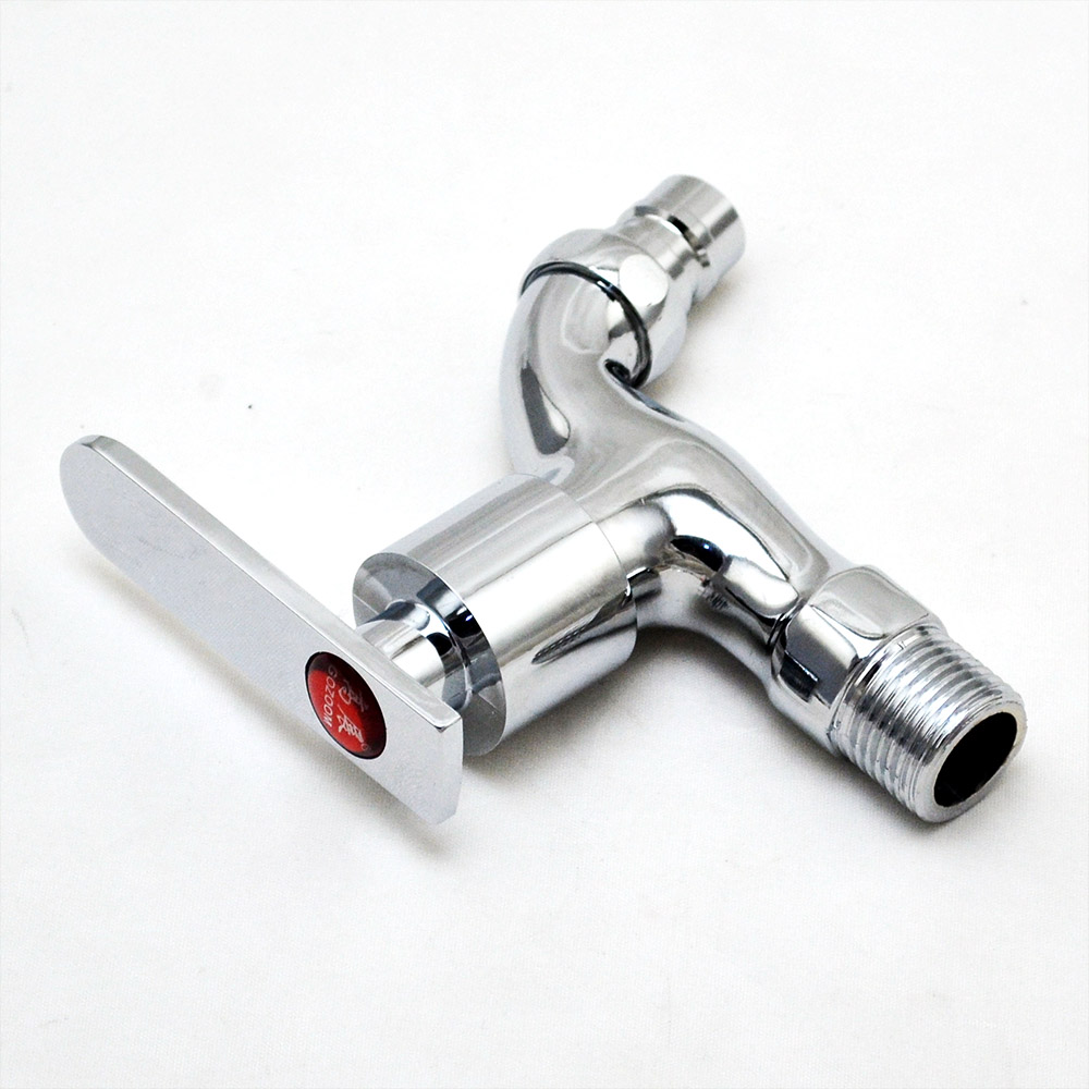 Modern Design Chrome Plated Wall Mounted Basin Mixer Faucet Zinc Ceramic Valve Core for Washing Machine Bibcocks Product