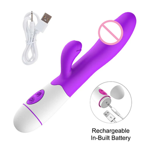 30 hız şarj edilebilir el silikon yetişkin Clit klitoral klitoris seks oyuncak G Spot çift motorlu tavşan vibratör kadınlar için kadın - Product Image 6