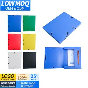 Factory Direct Sale Blue High Quality Office Large Capacity Elastic Rope Plastic <b>File</b> Storage <b>Box</b> - Product Image 1