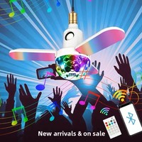 Ventilateur Bluetooth Magic Ball avec éclairage LED coloré, musique, lecture audio sans fil pour téléphone portable, boîte audio intelligente 100W, modèle E27
