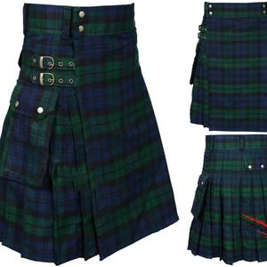 <strong>Men</strong> Scotland Kilt Traditional Plaid Pleated Bilateral Chain Gothic Punk Hip-hop Avant Garde Scottish <strong>Tartan</strong> <strong>Trousers</strong> Skirts - Product Image 3