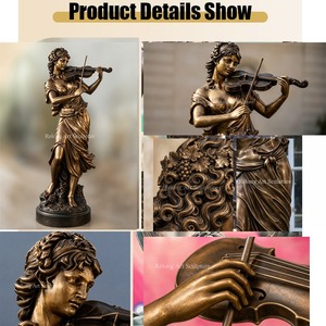 Statue Sculptée 3D en Métal Coulé de Bronze, Belle Statue de Femme Servante avec Violon, Taille Personnalisée, Décoration de Jardin Extérieur pour <span class=keywords><strong>Manoir</strong></span> de Luxe Moderne - Product Image 2